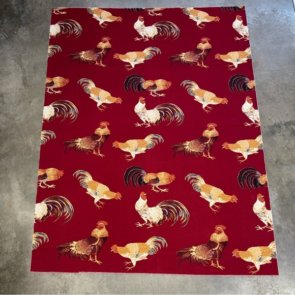 NOS Vintage Rooster Fabric 1.4 Yd Country Farmhouse Chicken Print Cotton Panel - Picture 2 of 4